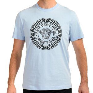 Versace Men's Blue & Black Medusa Logo Print Short Sleeve T-Shirt US 3XL IT 58